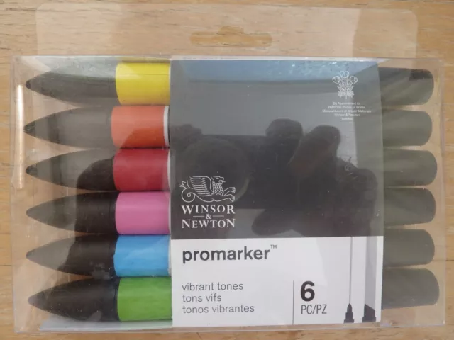 Winsor & Newton Promarker  Vibrant Tones Set of 6 Twin Tip Colours