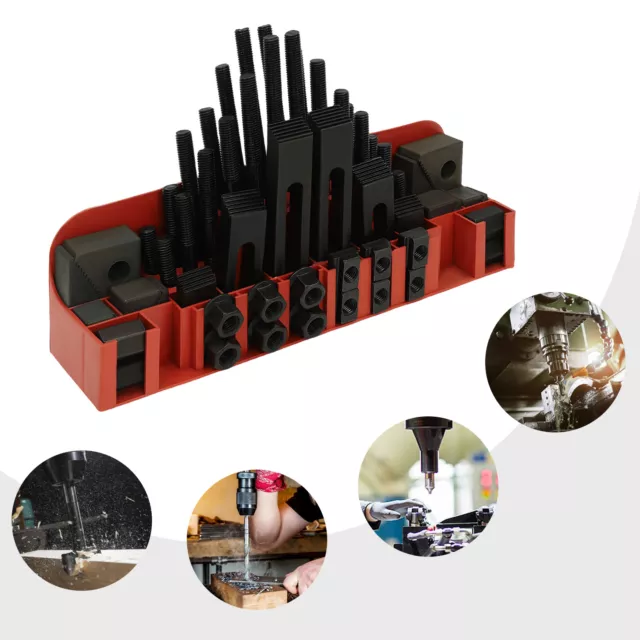 58x T-Slot Clamp Kit 12mm Stud Lathe Milling Machine Clamping Step Block Set