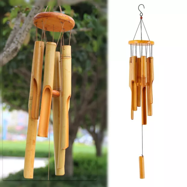 Large Natural Bamboo Wind Chimes Wooden Chimes Hanging Garden Decoration 75cm UK