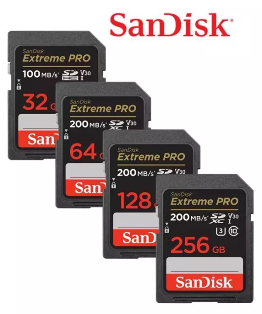 SanDisk 32GB 64GB 128GB 256GB SD SDHC SDXC EXTREME PRO 4K Clase10 200MB/s ES