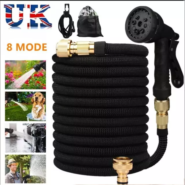 Heavy Duty 25-100FT Expandable Garden Hose Pipe Flexible With Water Spray Gun