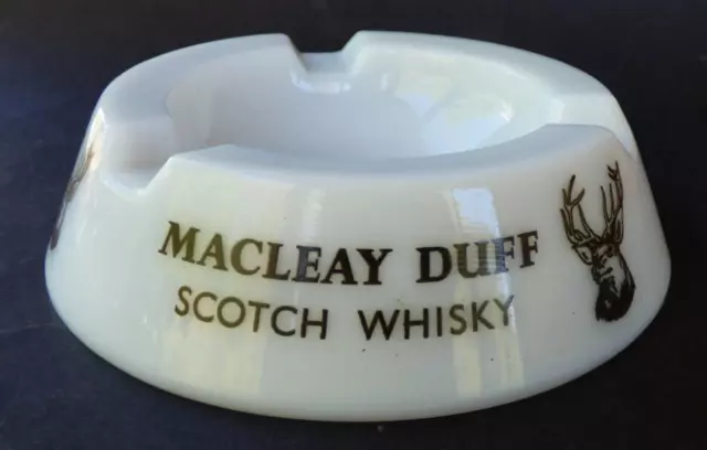 Vintage Macleay Duff Scotch Whisky Milk Glass Ashtray Made In Great Britain