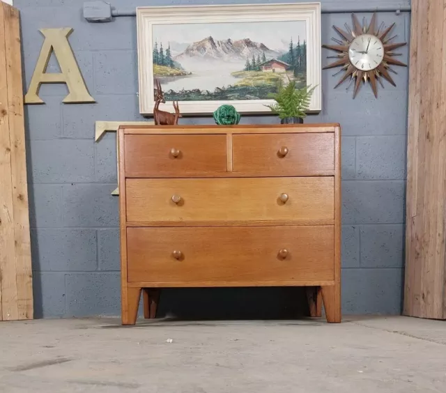 M.o.d Oak Chest Of Drawers Mid Century Vintage Industrial