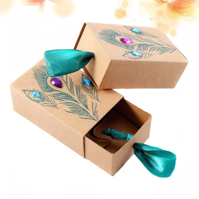 50pcs DIY Candy Boxes Diamond Drawer Pull Kraft Paper Candy Gift Boxes