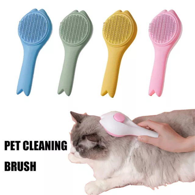 Pet Dog Cat Clean Grooming Self Cleaning Slicker Brush Massage Hair Remover Comb