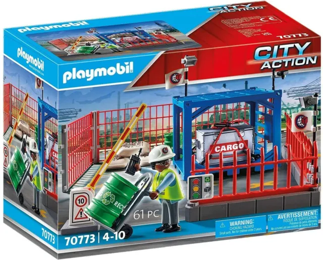  Playmobil City Action 70770 Electric Cargo Crane with  Container, Built-in Motor, for Children Ages 4+ : Toys & Games