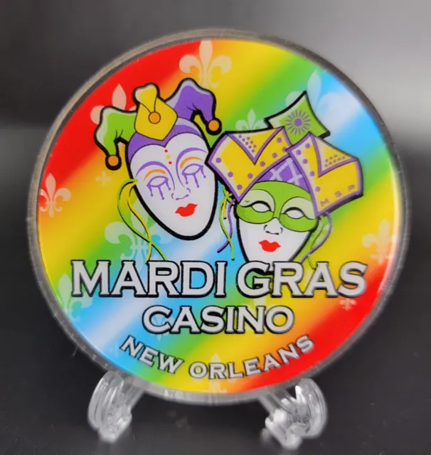 Premium 60mm Poker Dealer Button Mardi Gras Rainbow 12mil Thick Label Acrylic