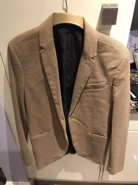 Zara Mens Tan Single Breasted Suit Jacket (EUR L)