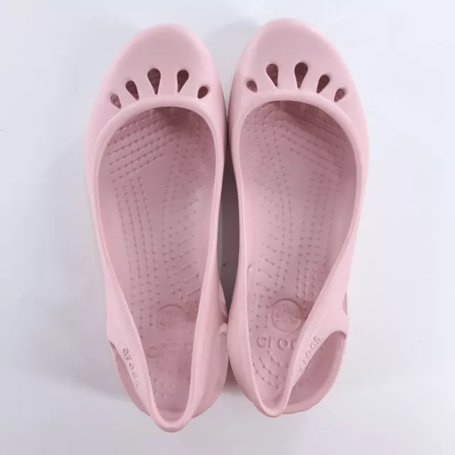 Crocs Sz 8 Malindi Womens Pink Flats Comfortable Sandals Lightweight Slingbacks