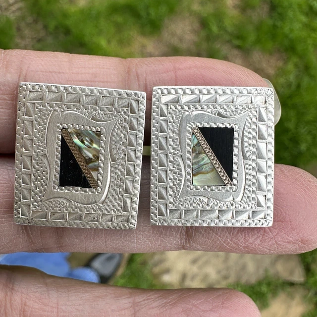 Green Pink Plaid Men's Cufflinks & Shirt Stud Set - 1.7cm Round Classic Jewelry Accessories