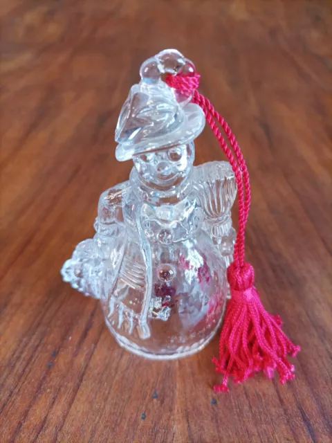 Marquis Waterford Crystal Glass Snowman Ornament w/Red Tassel