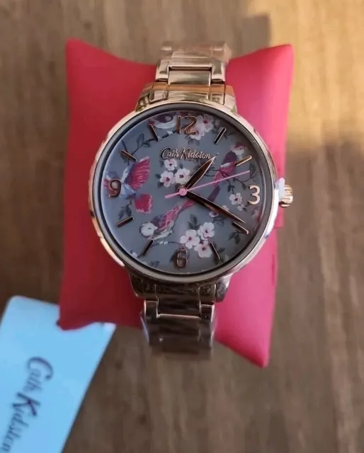 Cath Kidston Rose Gold Coloured Floral Face Watch New With Tags