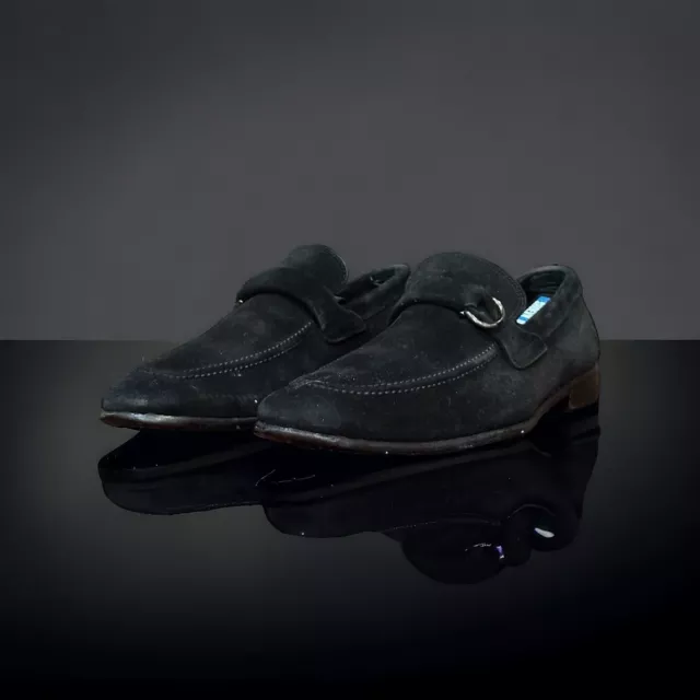 SALVATORE FERRAGAMO Men’s Black Suede Slip On Dress Casual Shoes sz 9.5 ...