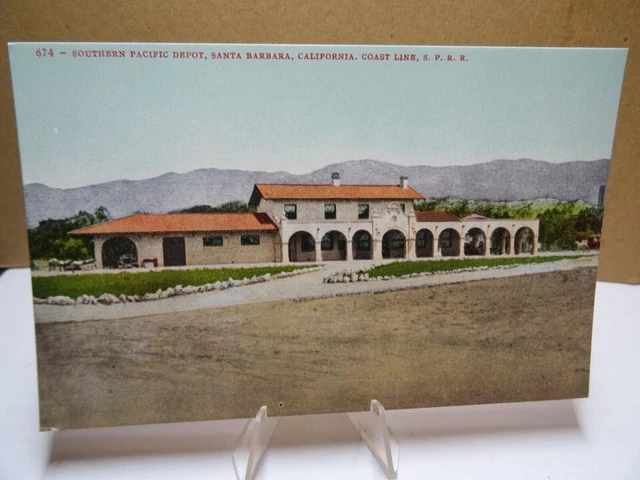 Southern Pacific Depot Santa Barbara CA Coast Line S P R R Postcard 1910