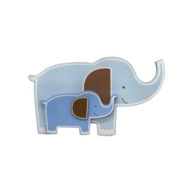Babies"R"Us Blue Wooden Nursery Hanging Elephant Wall Decor 15 Inch  2336