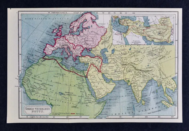 1908 Classical Map - Orbis Veteribus Notus Ancient World Roman Empire Alexander