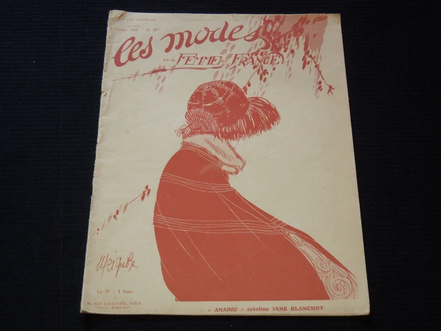 1922 October 8 Les Modes De La Femme De France Magazine - Nice Illus. - Sp 3253T