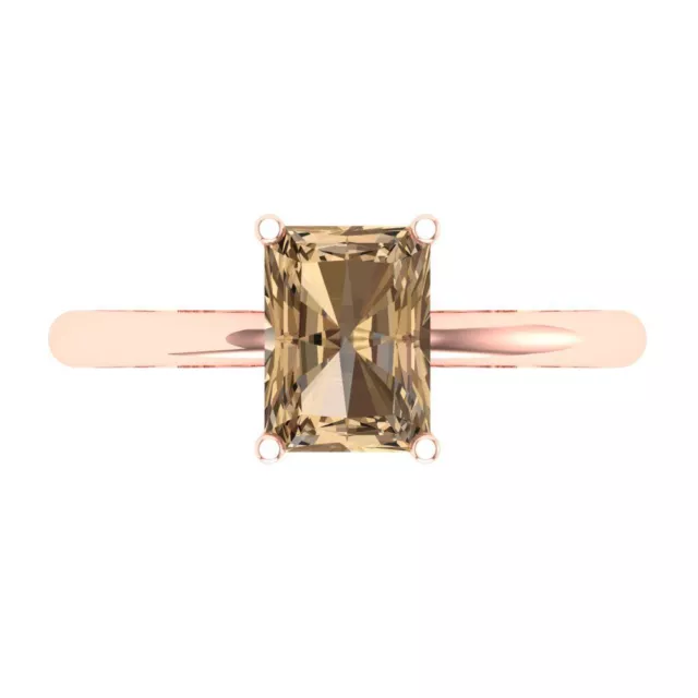 1.75 Radiant Wedding Statement Bridal Classic Lab created Gem Ring 14k Rose Gold