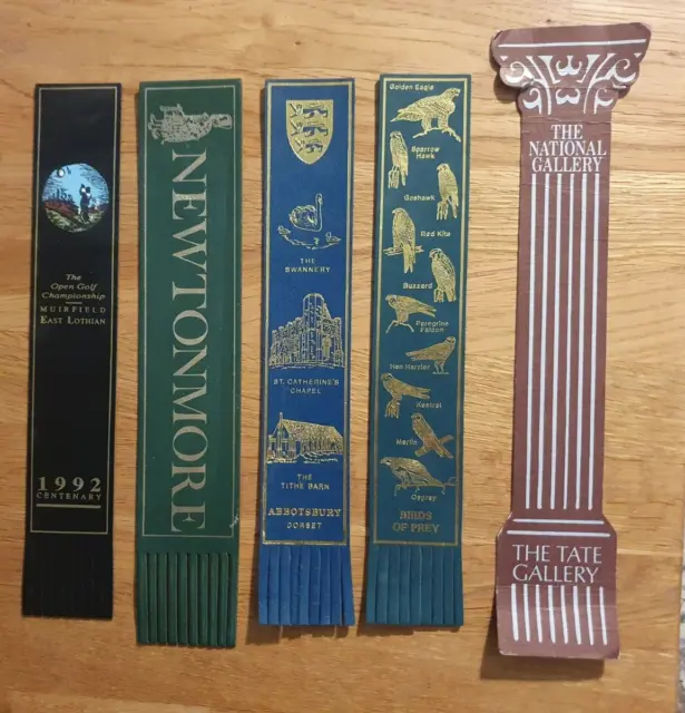 5 Collectable Bookmarks - Muirfield/Newtonmore/Abbotsbury/Birds of Prey/Tate