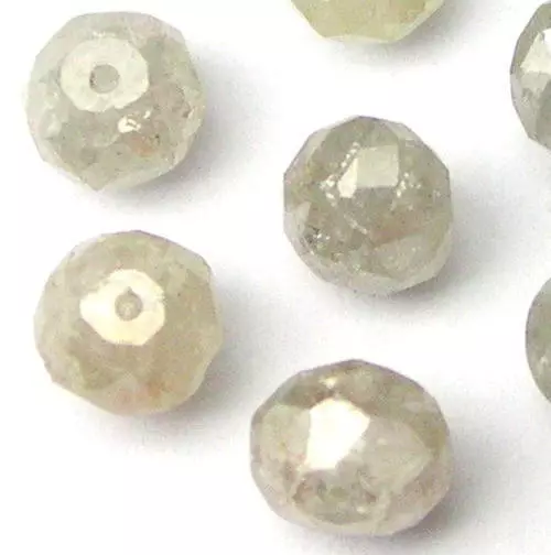 2 WHITE 1/4 carat POLISHED Rough Cut Diamonds Beads