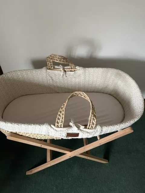 Little Green Sheep Moses basket with Mattress, cover and stand  - used