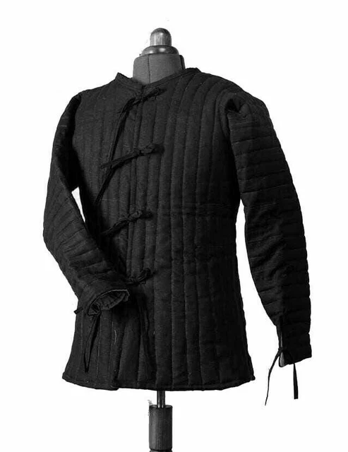 Handmade Medievale Spesso Imbottito Gambeson Colore Nero Sca Larp Costume (M)