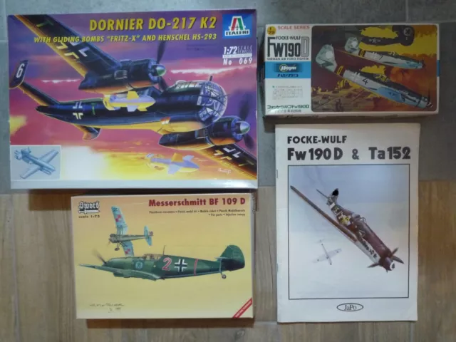 1:72 Modellbaukonvolut , 3 x deutsche Flugzeuge 2.WK + DOKU