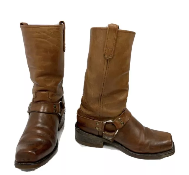 VTG 70'S DOUBLE HH Brown Campus Riding Harness Motorcycle Biker Boots 8 ...