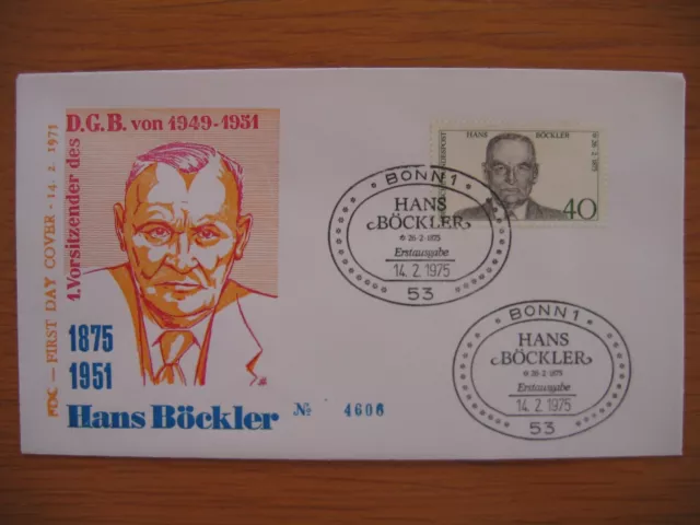 Allemagne Germany BR Deutschland Mi 832 FDC : Hans Böckler - Gewerkschaftsführer