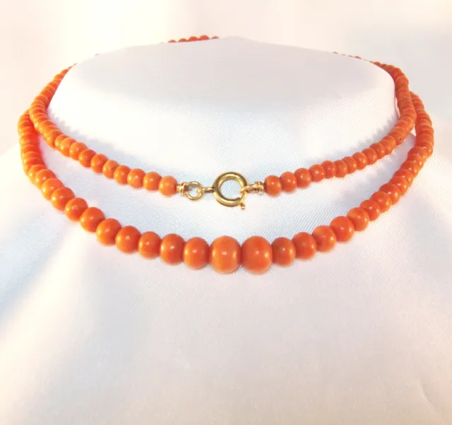 Koralle Kette Collier Korallenkette Korallen old coral necklace Collier / AE 207