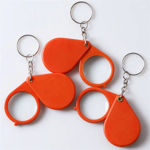 Magnifying Key MAGNIFIER KEYRING FOLDING Enlarge Anti-crack Magnifier Key Chain ...