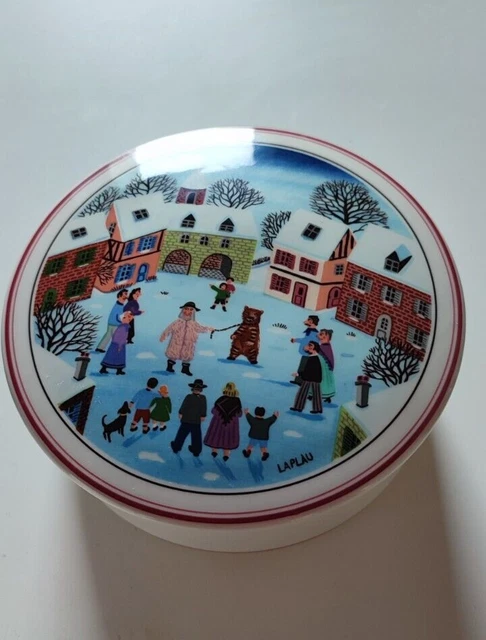 Villeroy & Boch Naif Design Laplau Porcelain Round Trinket Box "Dancing Bear"