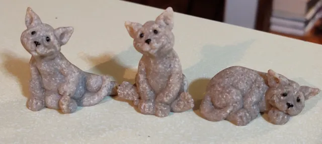 Quarry Critters Set Of 3 Miniature Cat Figurines