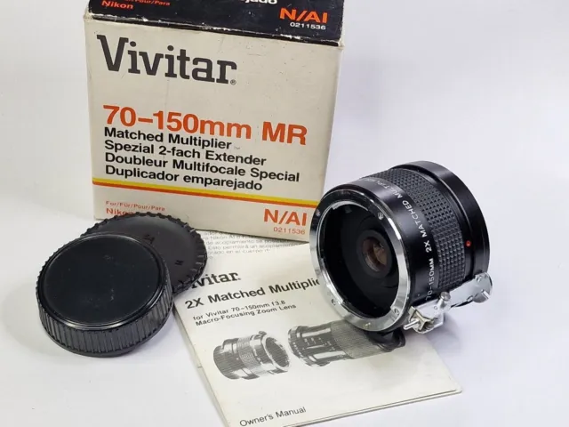 Vivitar 70-150mm MR MC 2x Matched Multiplier For Nikon AI, Instructions, Boxed