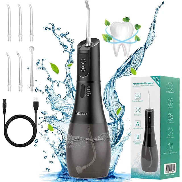 Hilo de agua inalámbrico para limpieza dental con 5 modos recargable