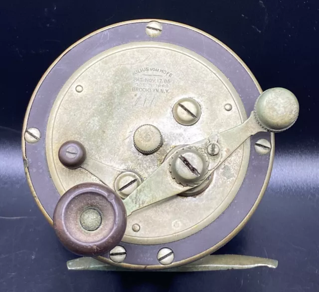 Antique Julius Vom Hofe 2/00 Surf Casting Reel German Silver? And Hard Rubber Antique Julius Vom Hofe 2/00 Surf Casting Reel German Silver? And Hard Rubber