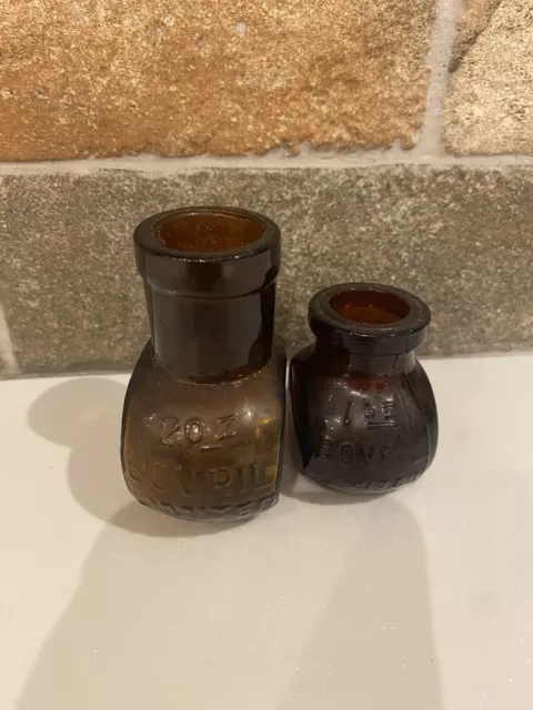 2 Oz Bovril Limited Glass Amber Vintage Bottle Jar 1 Oz Collectible