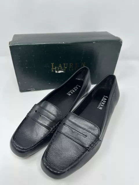 NEW Lauren Ralph Lauren Shoes Womens 10 B Gria Penny Loafers Black Leather B7