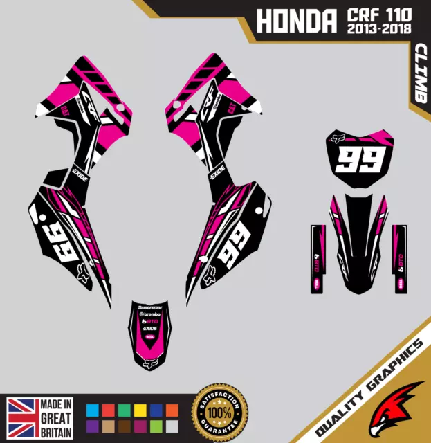 Honda CRF110F 2013 - 2018 Motocross Graphics |  MX Decals Kit Climb Pink