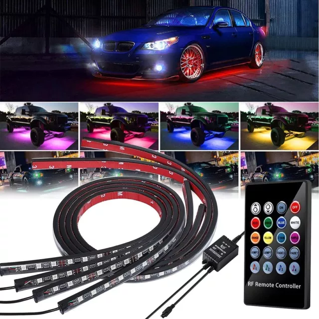 RGB LED Remote Strip Under Car Tube Underglow Underbody System Neon Light Kit