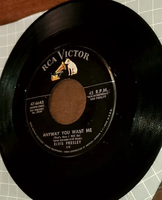 LOVE ME TENDER, Anyway You Want Me Elvis Presley 45 Rpm RCA Horizonal ...