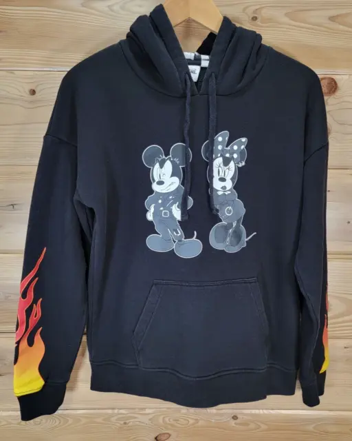 Vans Disney Men's Hoodie Jacket Size Medium Mickey And Minnie Mouse Black Flame