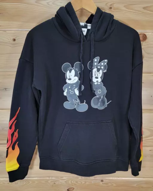 Vans Disney Men's Hoodie Jacket Size Medium Mickey And Minnie Mouse Black Flame
