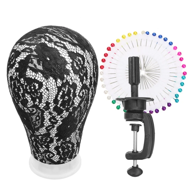 1 Set Canvas Block Head Wig Head Mannequin Head with Mount Wig Display