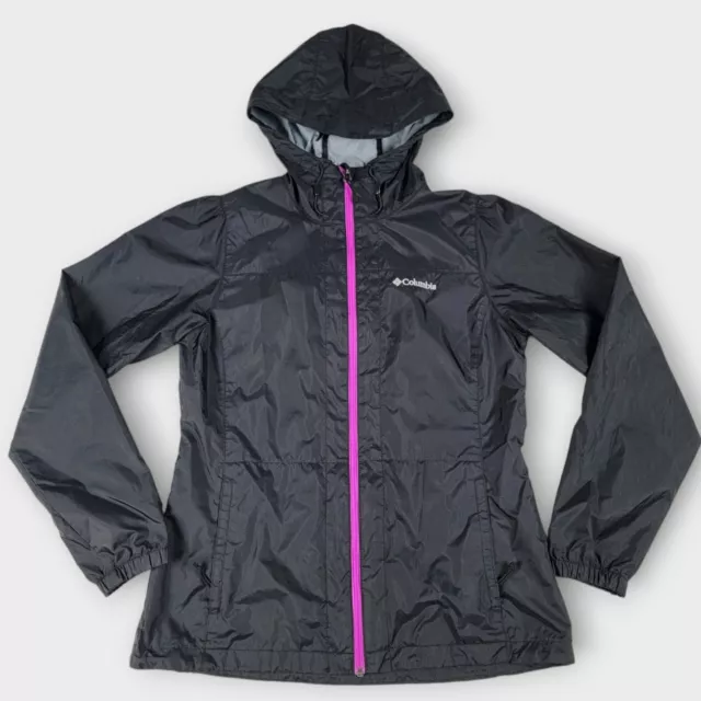 Columbia Switchback II Rain Jacket Womens Small Hooded Black Pink