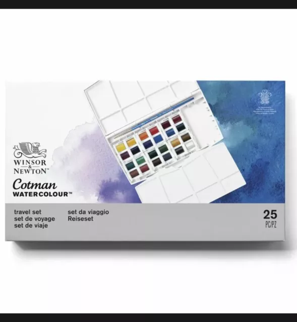 Winsor & Newton Cotman Aquarellfarbe halbe Pfanne Reisebox 24er Set Farben