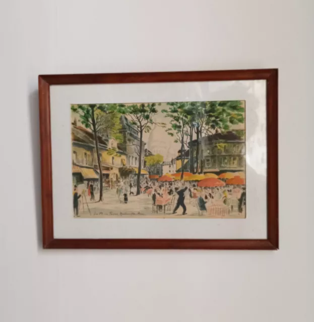 Gravure "La Place du Tertre Montmartre Paris " Christiaan Lebeau 1878/1945 2