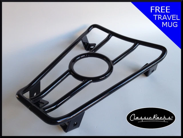 VESPA GTS GT GTV floor board rack CUP HOLDER- gloss black CLASSIC RACKS ...