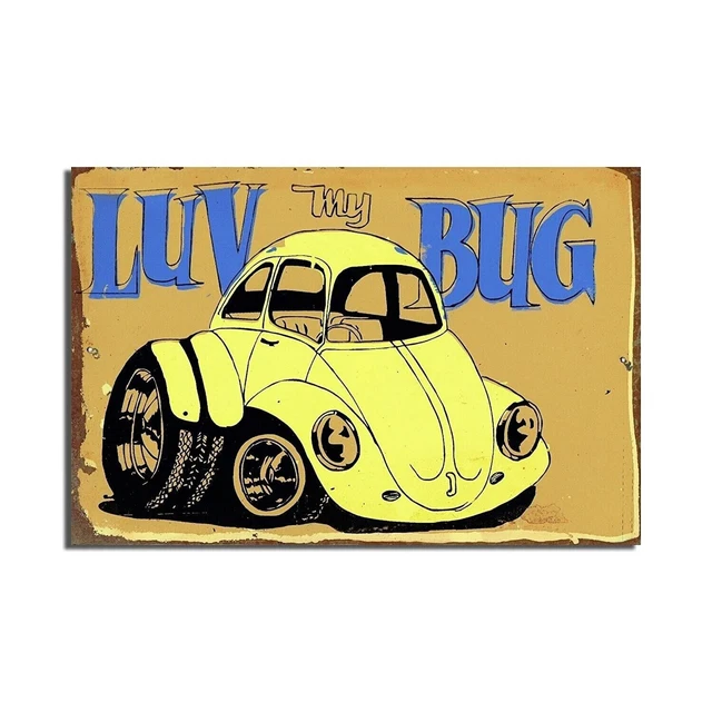 Luv Bug Decorative Wall Sign Wooden Rustic Finish Home Decor