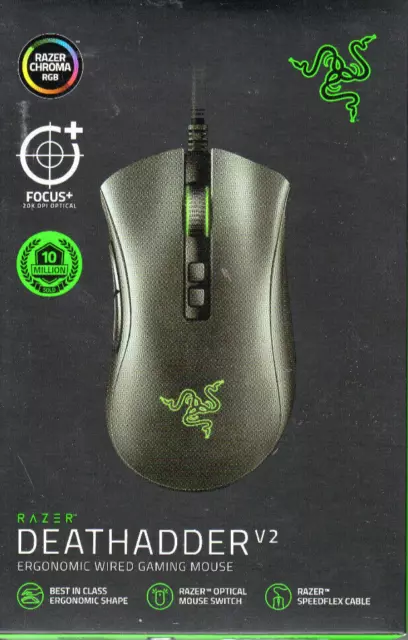 Razer DeathAdder Maus V2 Gaming Mouse Schwarz/Grüne LED Beleuchtung